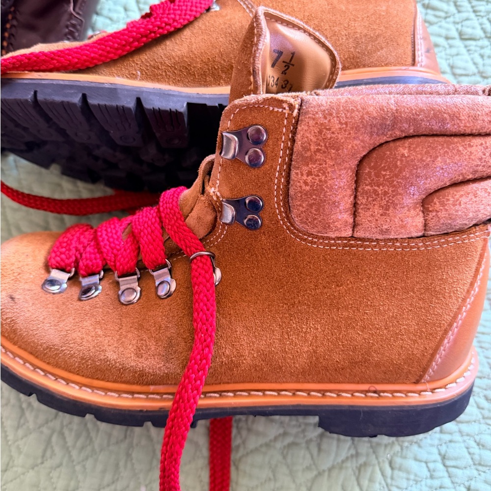 Brown Hiking Boots with Red Laces